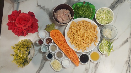 Ingredients of Street Style Chicken Chow Mein Recipe By The Spicy Trail