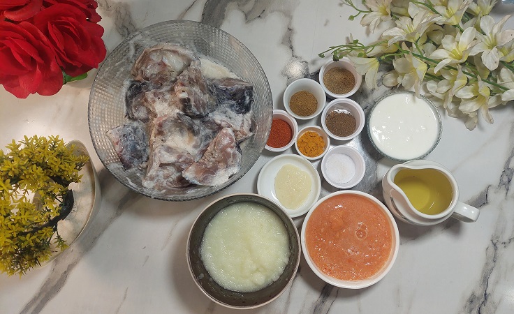 Ingredients in Image of Fish Curry Recipe By The Spicy Trail Machli Ka Salan Fish Masala