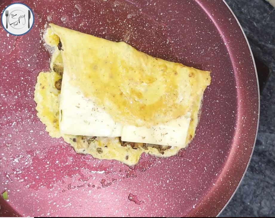 step 4 of Malai Boti Stuffed Omelette