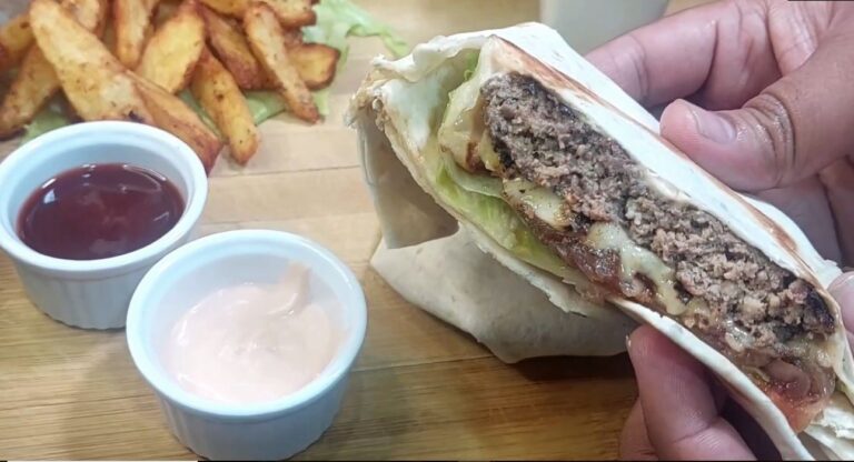 Beef Tortilla Wrap Burger Recipe