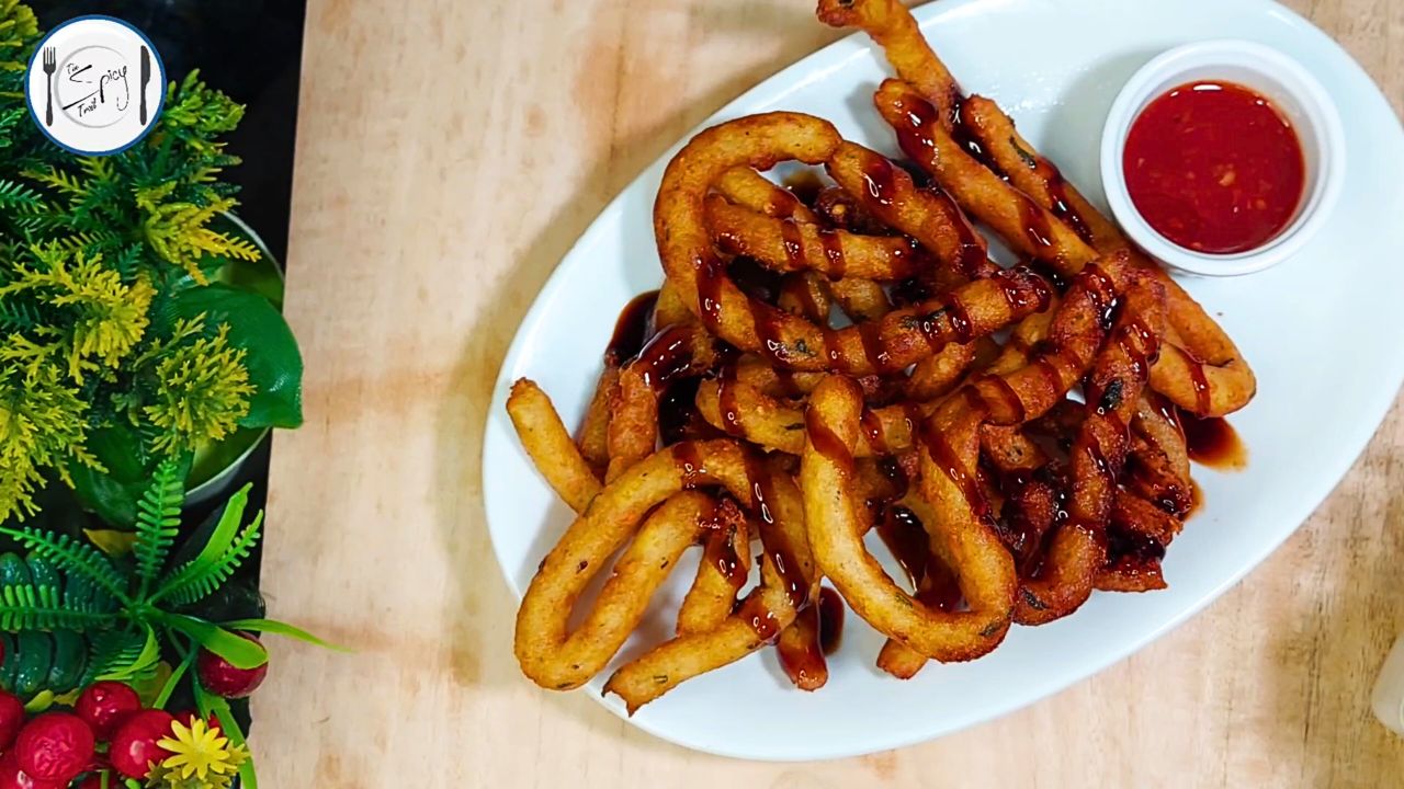 Featured image of Crispy Long Fries Recipe By The Spicy Trail Suji French Fries Semolina Fries Snaky French Fries