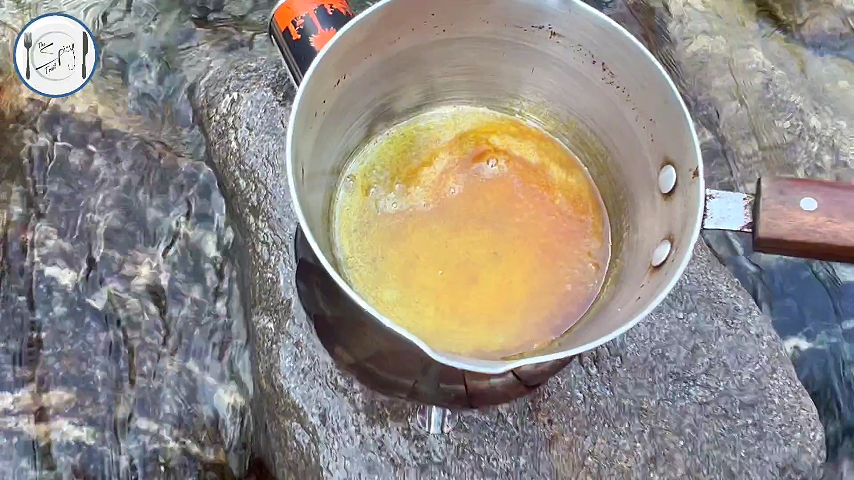 1st step of Caramel Tea Recipe By The Spicy Trail Cooked at Margalla Waterfall, Kel Kashmir Caramel Milk Tea Recipe Outdoor Cooking Travel Diaries 1.0