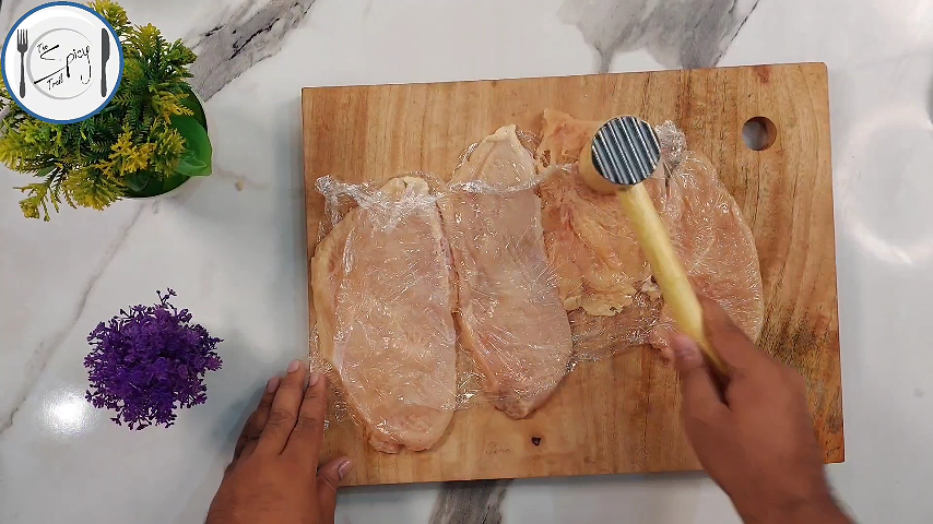 1st step of Chicken Fried Steak Recipe By The Spicy Trail With Creamy Mushroom Sauce