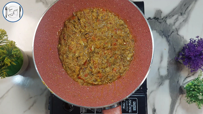 9th step of Baingan Ka Bharta Recipe By The Spicy Trail Dhaba Style Baingan Bharta