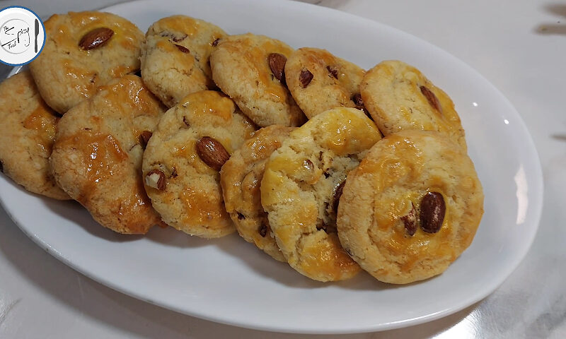 Chewy Almond Cookies Recipe By The Spicy Trail | Almond Biscuits Recipe | Chinese Almond Cookies