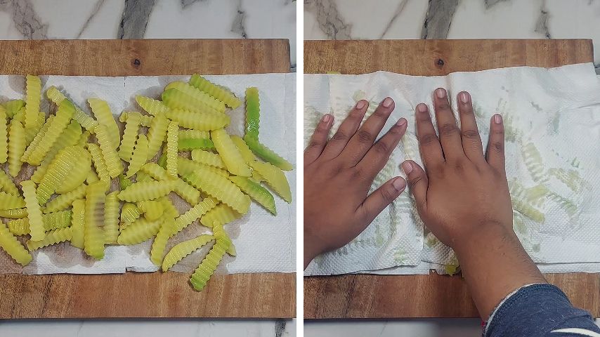 4th step of Homemade Crinkle Cut French Fries Recipe By The Spicy Trail Frozen French Fries